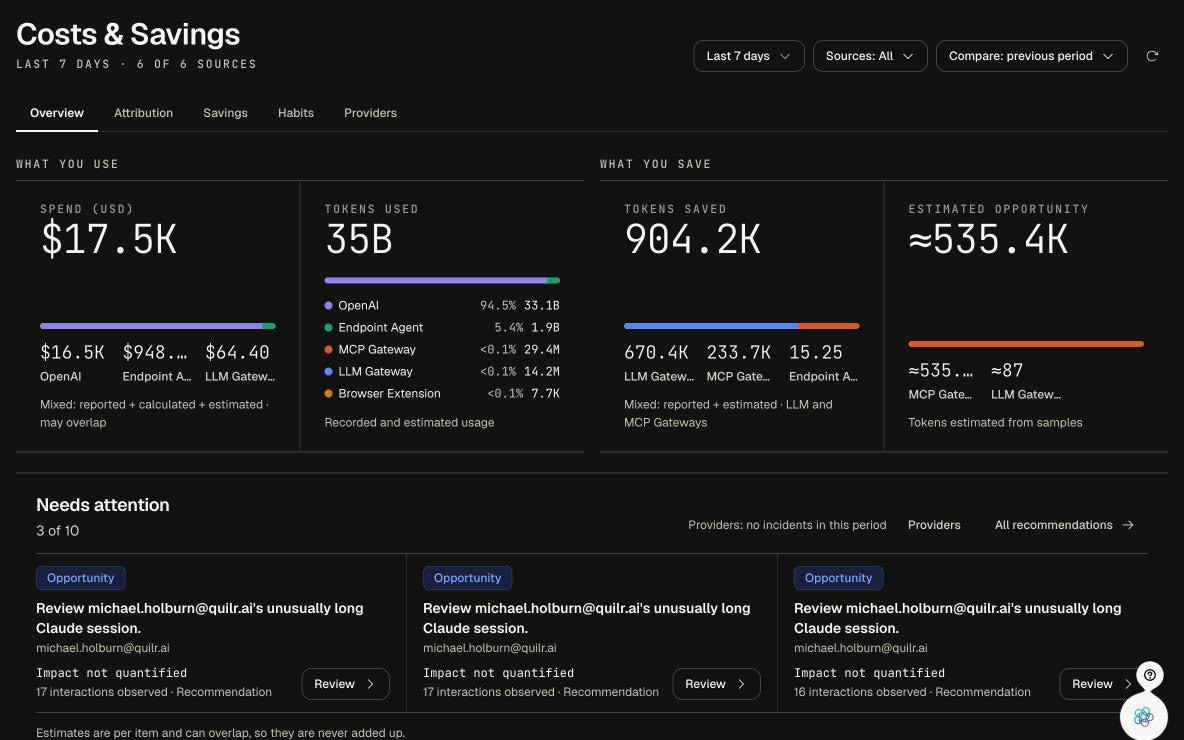 Costs & Savings in the console