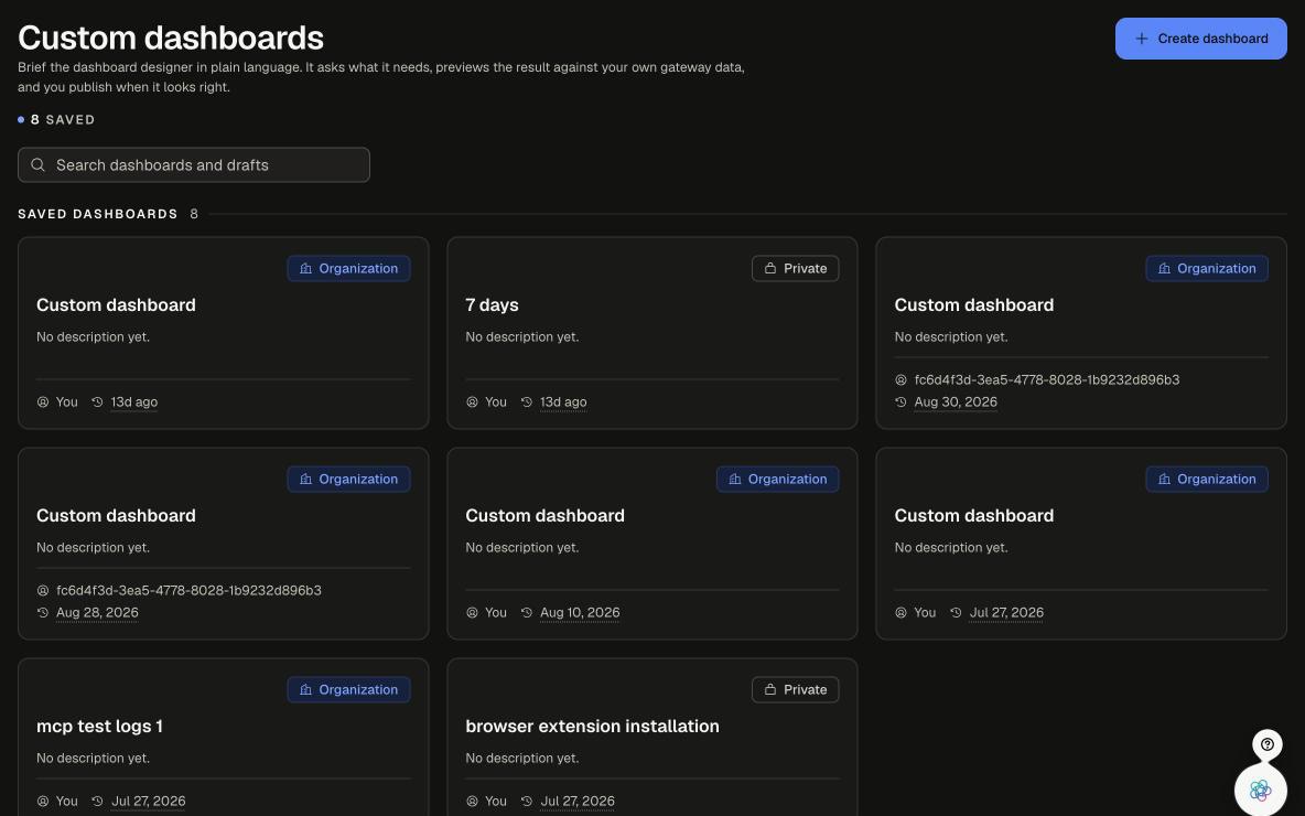 Dashboards in the console