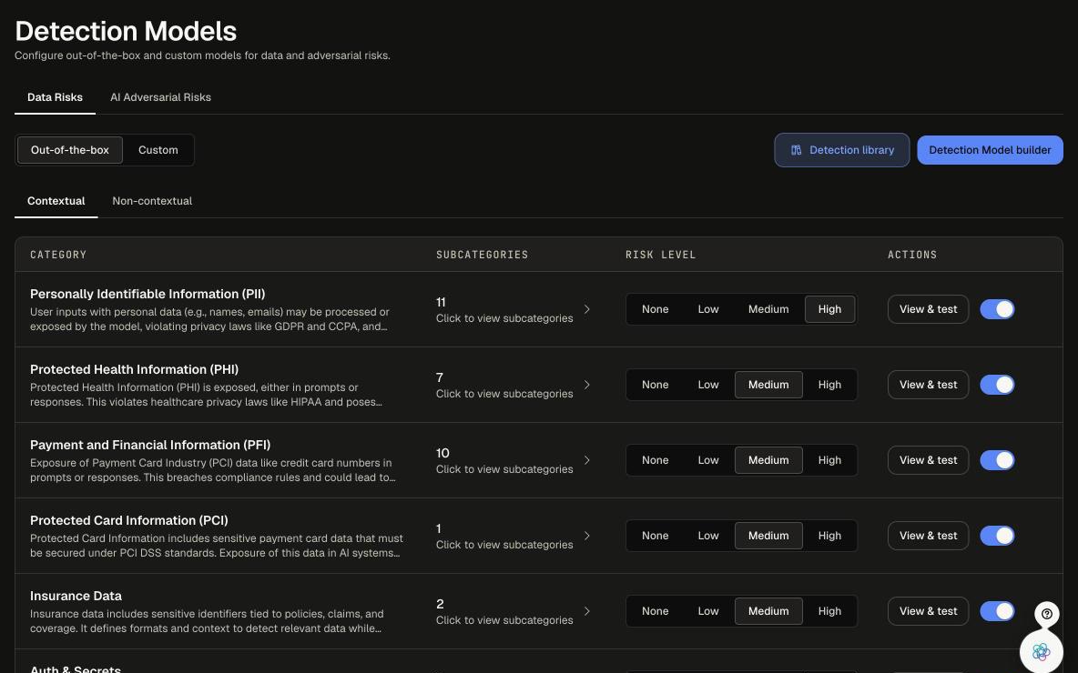 Detection Models in the console