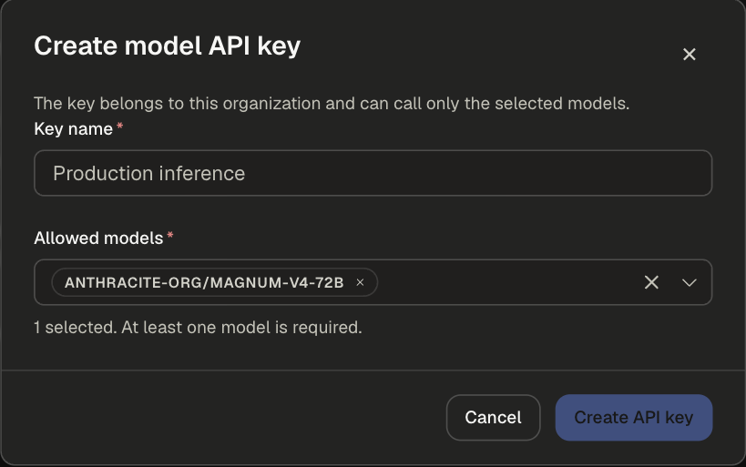 One allowed model selected